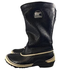 Sorel Sorelli Tall Perforated Boots Women's Size 10 Black & White